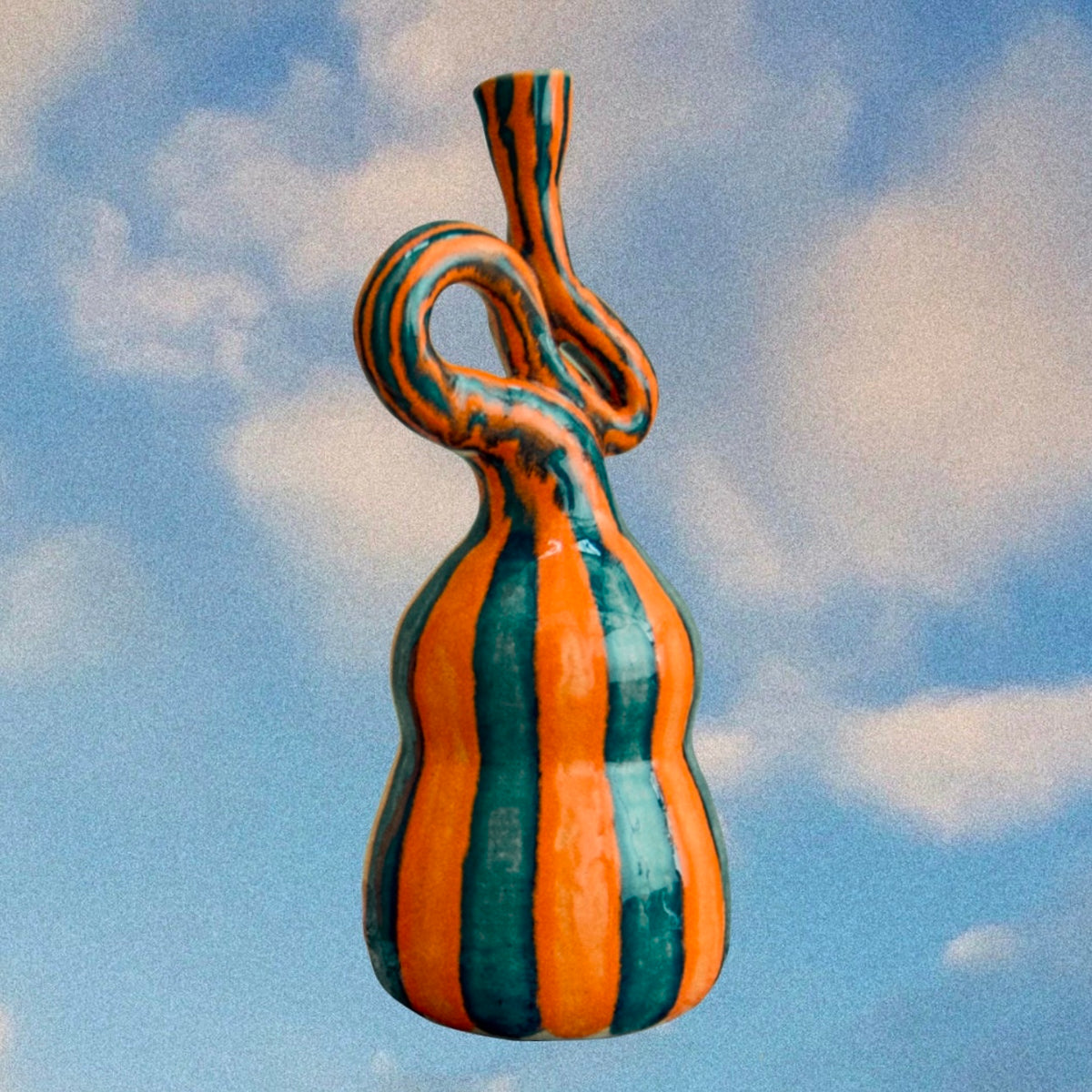 Orange | Navy Wiggle Neck Vase