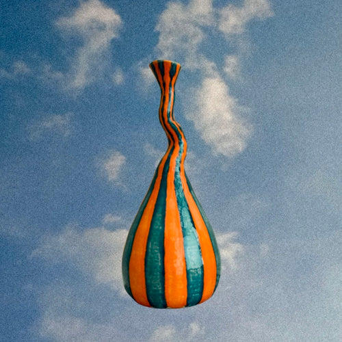 Orange | Navy Tall Wiggle Neck Vase